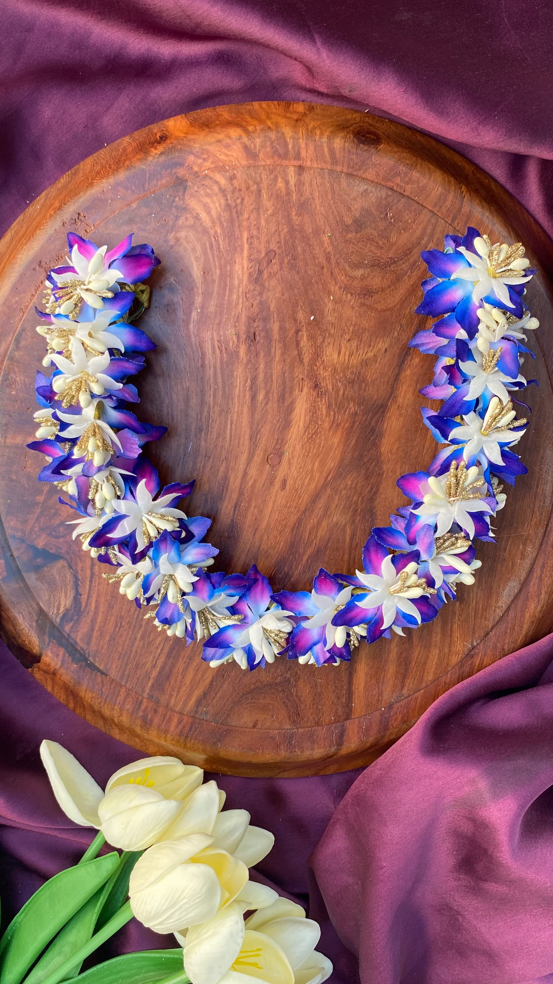 Handcrafted Hair Flower – Blue & Violet
